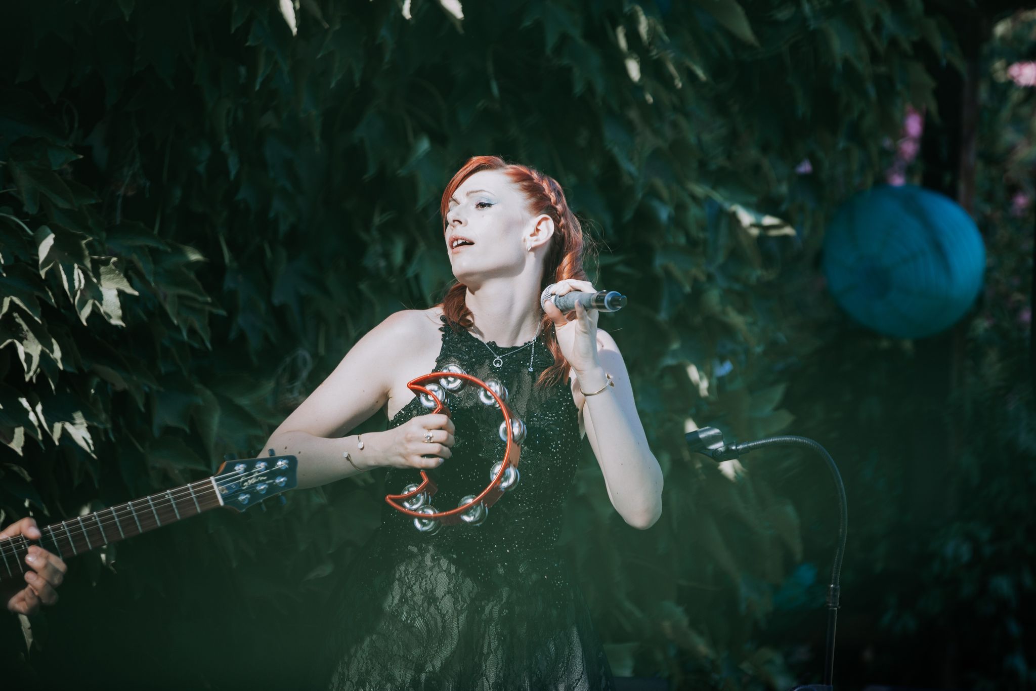 Jenny & David performing in an intimate indoor venue in London